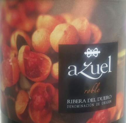 Etiqueta del vino Azuel Roble 2011 de la bodega Muñoz y Mazón, comercializado en El corte Inglés