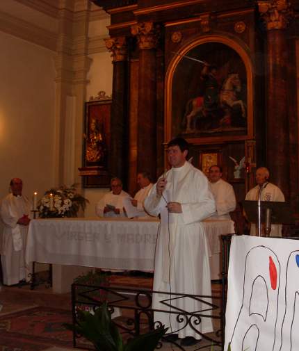 Jornadas de la Paz en Castrillo de la Vega 2013. Aparecen en la foto los párrocos: Pero Juanes Contreras, Carlos Cristóbal, Jose Luis Corral, José María Mínguez y Daniel Sanz Rincón arcipreste de Roa